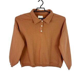 American‎ Eagle Women's Oversized M Button Pullover Sweatshirt Brown
